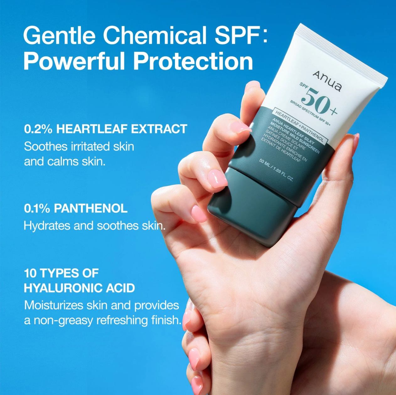 Heartleaf Silky Moisture Mild Sunscreen SPF50+