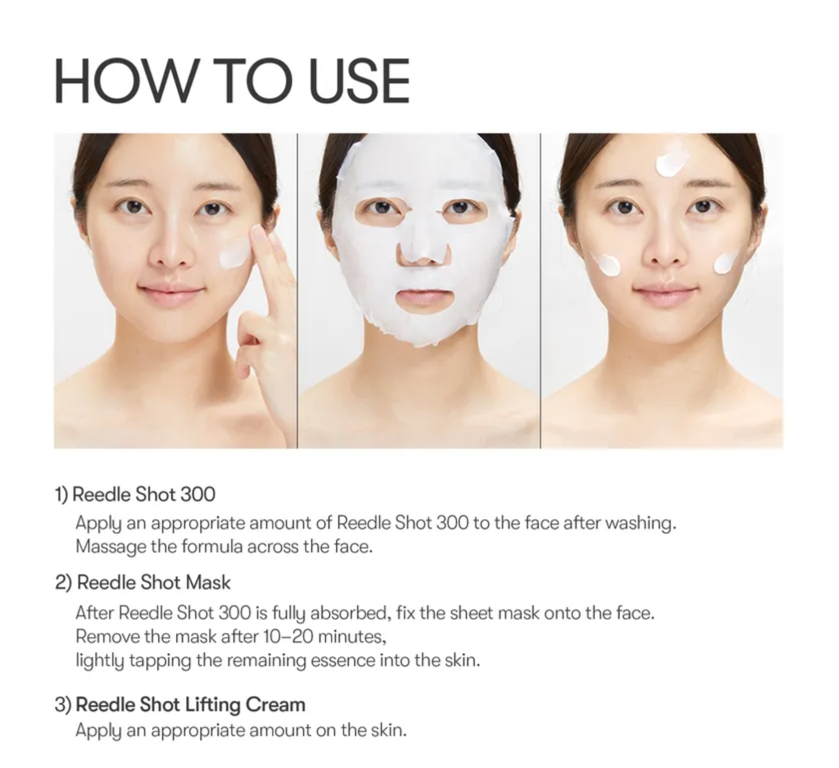 Cica Reedle Shot 300 3-step mask "All in One" (1 esencia + 1 sheet mask + 1 crema)